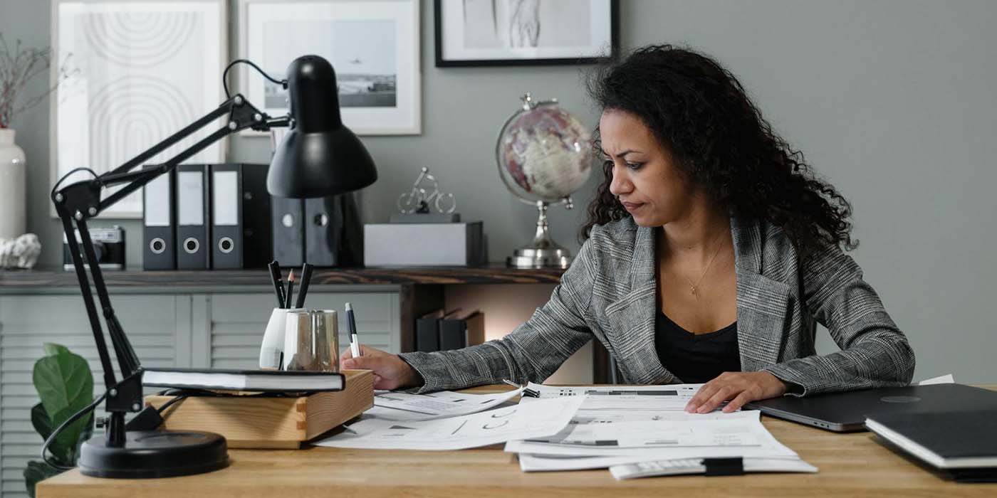 Dedicated accountant working at desk